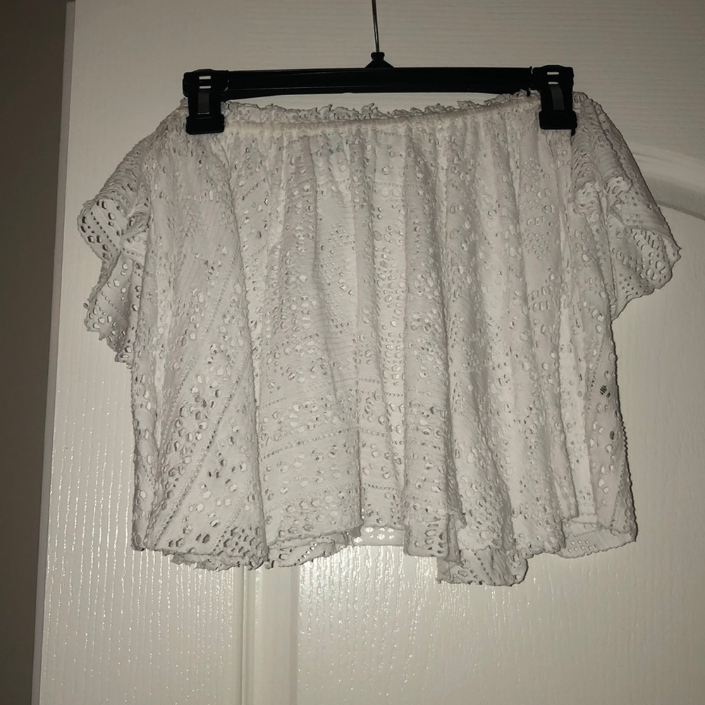Free People Beach white lace soft shoulder tank